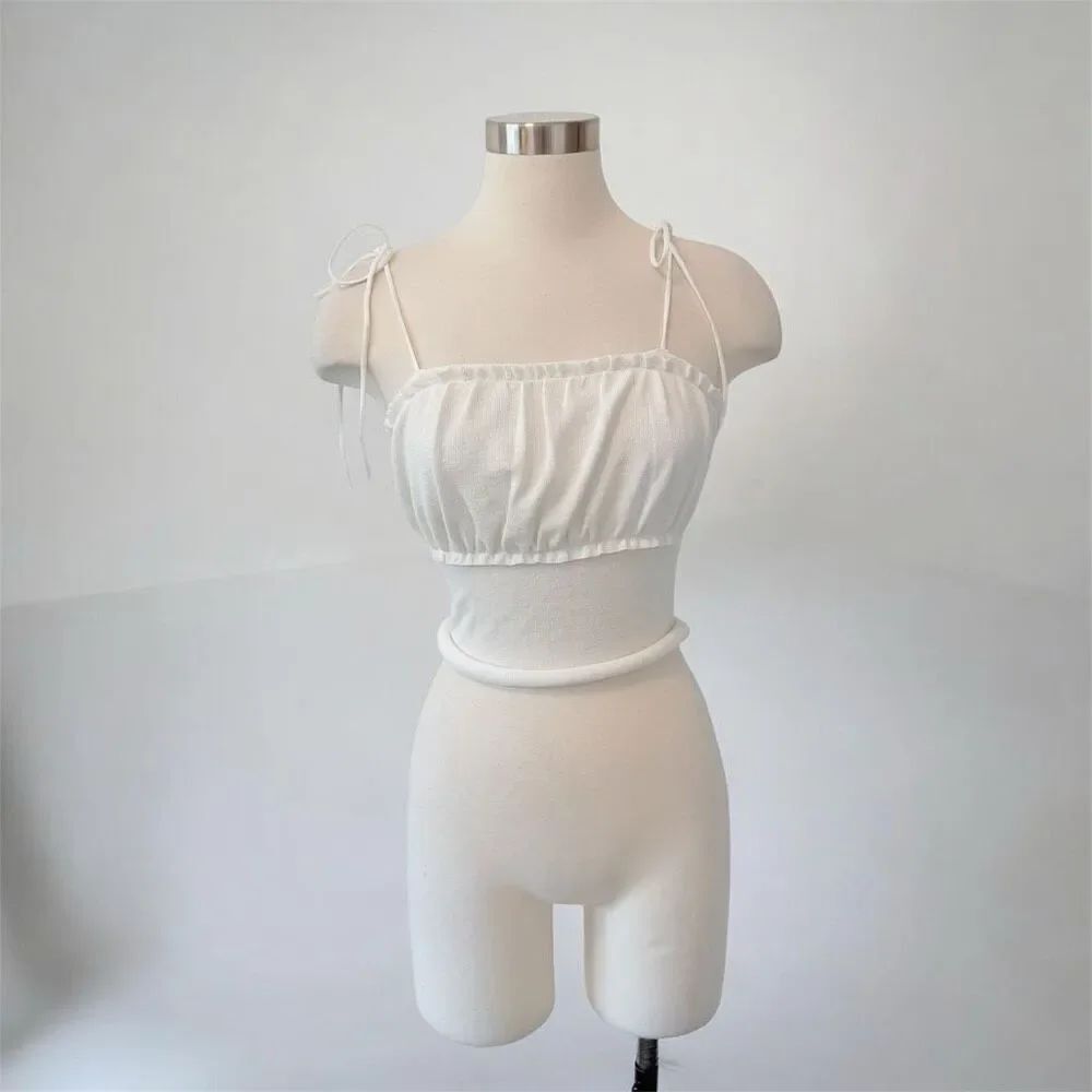 Wild Fable White Cream Ruffle Peasant Blouse Top Tank Shirt Poet Boho Small